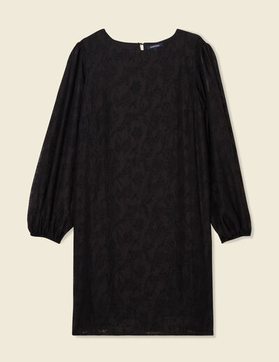 Robe droite manches longues noir femme