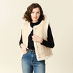 Veste su&eacute;dine sans manches creme femme
