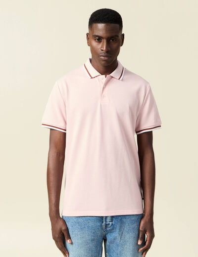 Polo manches courtes rose pastel homme