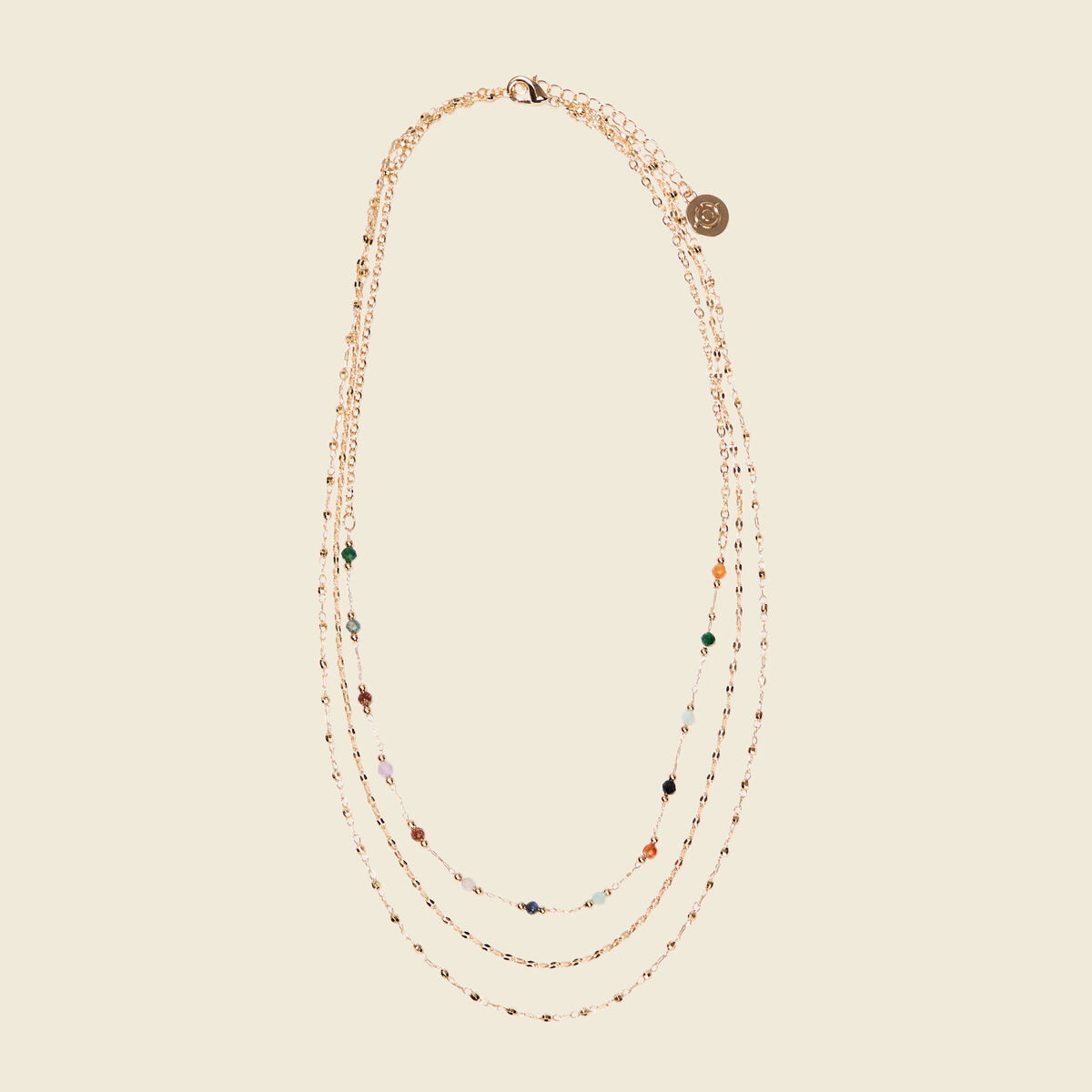 Collier multirangs perles couleur or femme