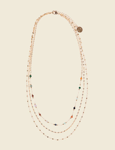 Collier multirangs perles couleur or femme