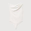 Body ajust&eacute; encolure bardot ecru femme