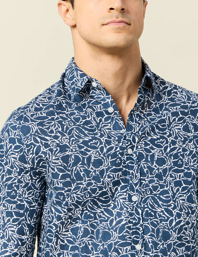 Chemise manches longues bleu homme