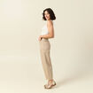Jeans slouchy taille haute en coton beige femme