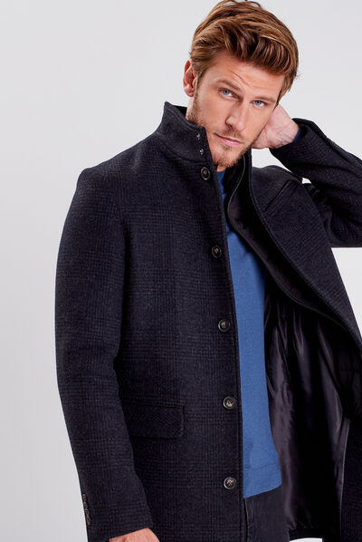 Pardessus droit boutonné gris foncé homme
