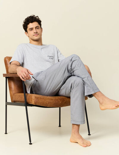 Ensemble pyjama 2 pièces gris clair homme