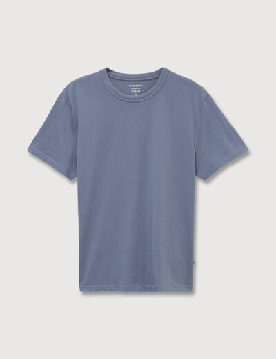T-shirt en coton manches courtes bleu fonc&eacute; homme