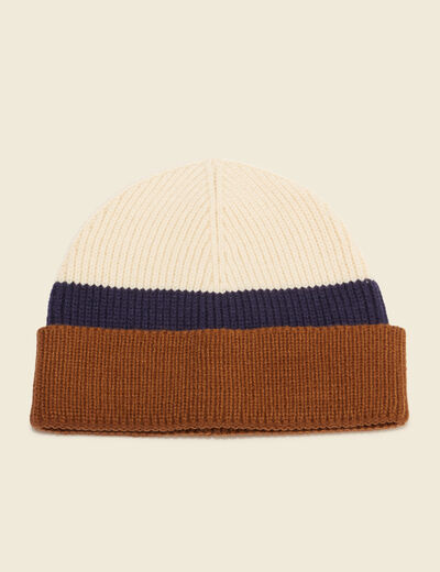 Bonnet tricoté marron homme