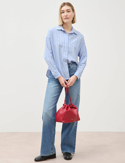 Jeans large taille haute denim stone femme