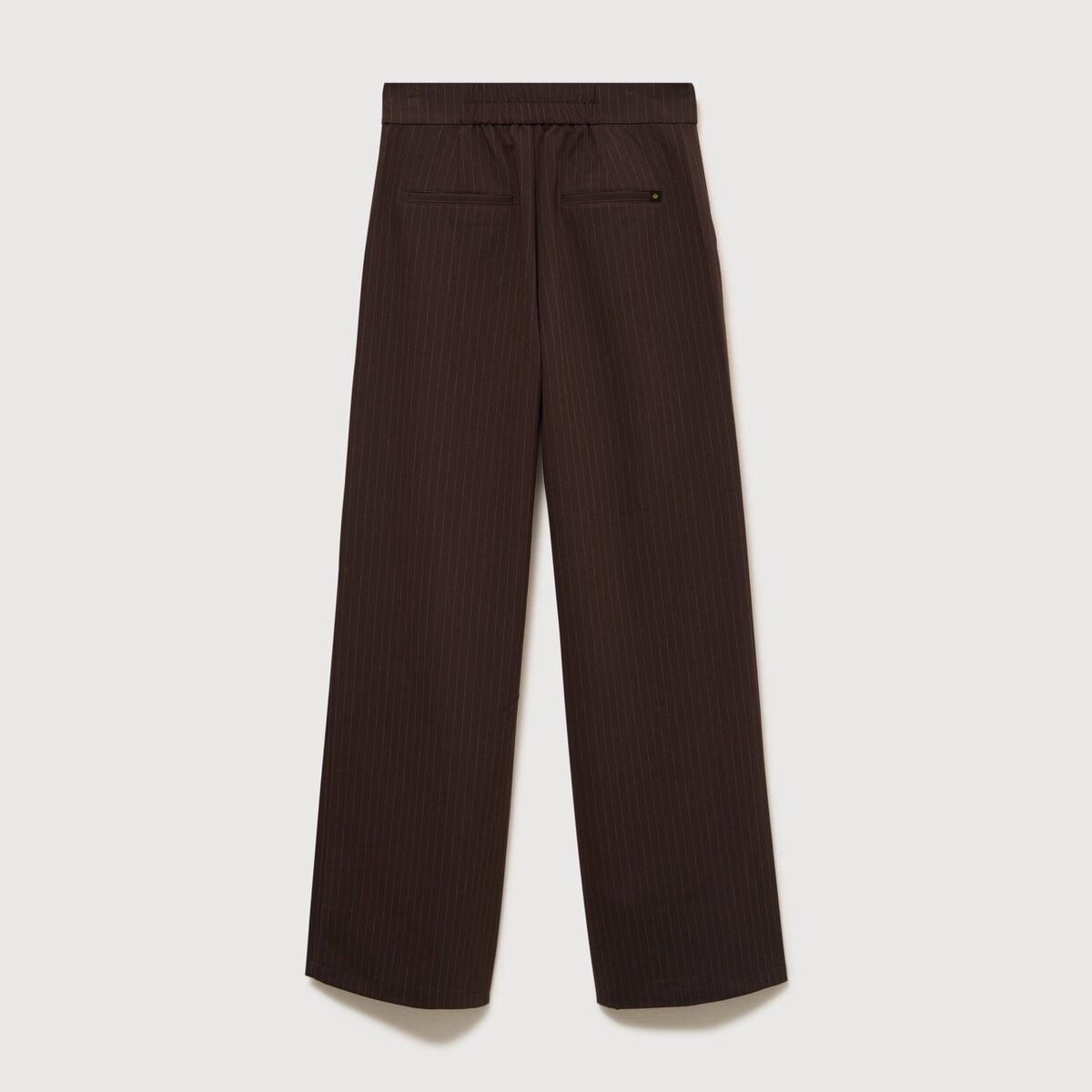 Pantalon large taille haute fluide marron fonc&eacute; femme