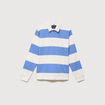 Polo manches longues broderie bleu violet homme