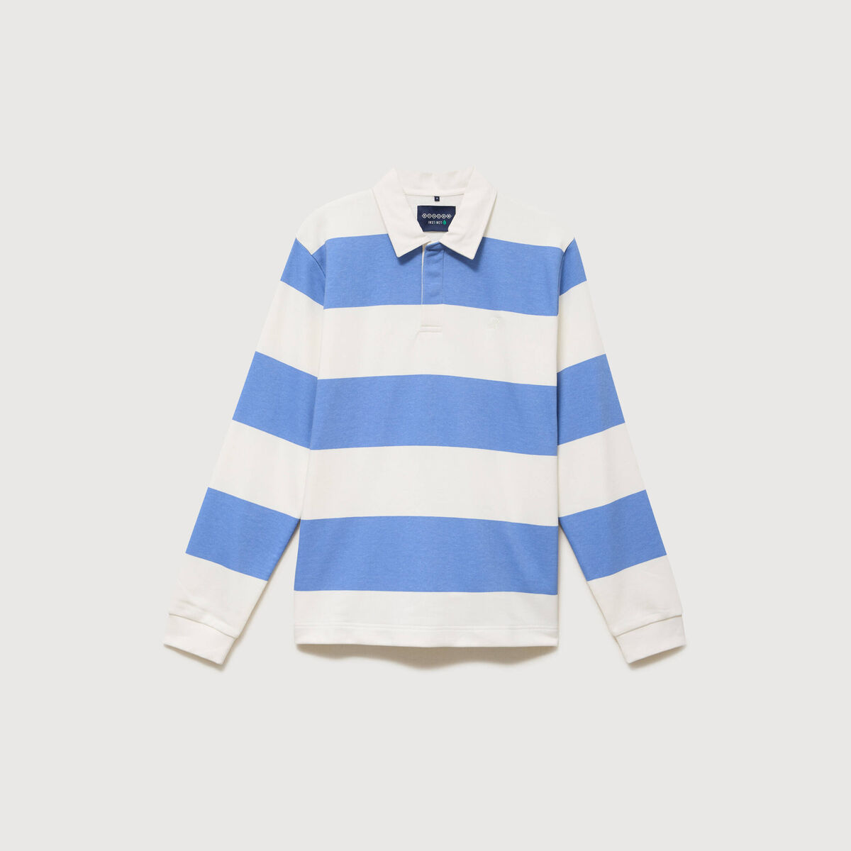 Polo manches longues broderie bleu violet homme
