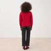 Pull droit col v manches longues rouge femme