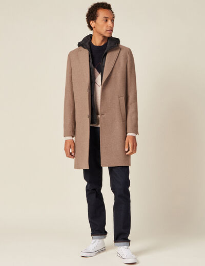 Manteau avec capuche amovible vert kaki homme