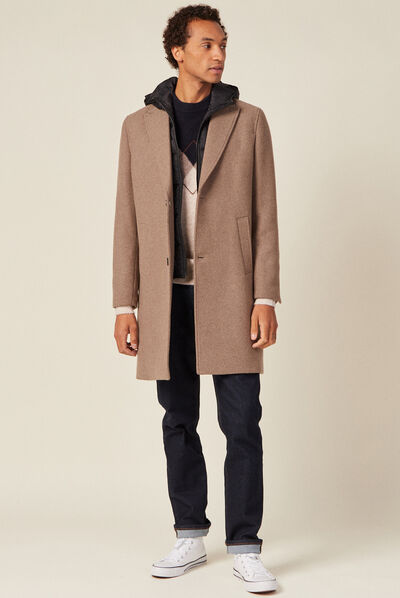 Manteau avec capuche amovible vert kaki homme