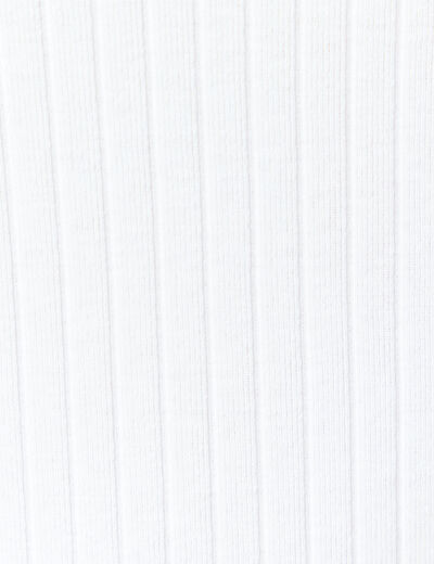 T-shirt manches courtes côtelé blanc femme
