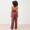 Pantalon large taille standard fluide marron cognac femme