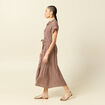 Robe longue &eacute;vas&eacute;e manches courtes violet femme