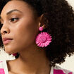 Boucles d'oreilles pendantes rose fushia femme