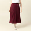 Jupe longue droite plissée bordeaux femme