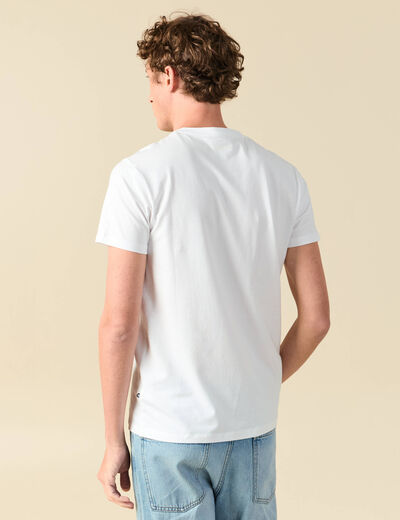 T-shirt ajust&eacute; col v manches courtes blanc homme