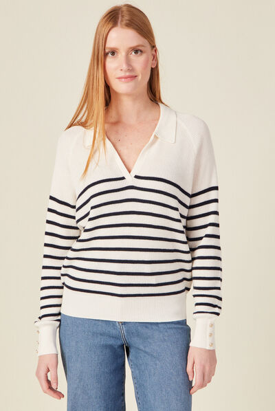 Pull manches longues bleu marine femme