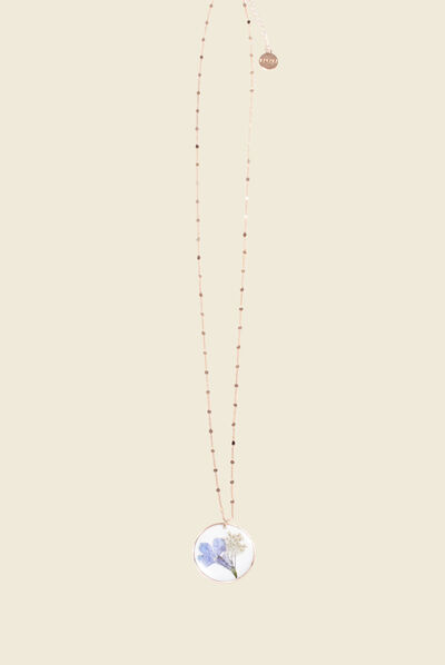 Collier pendentif résine couleur or femme