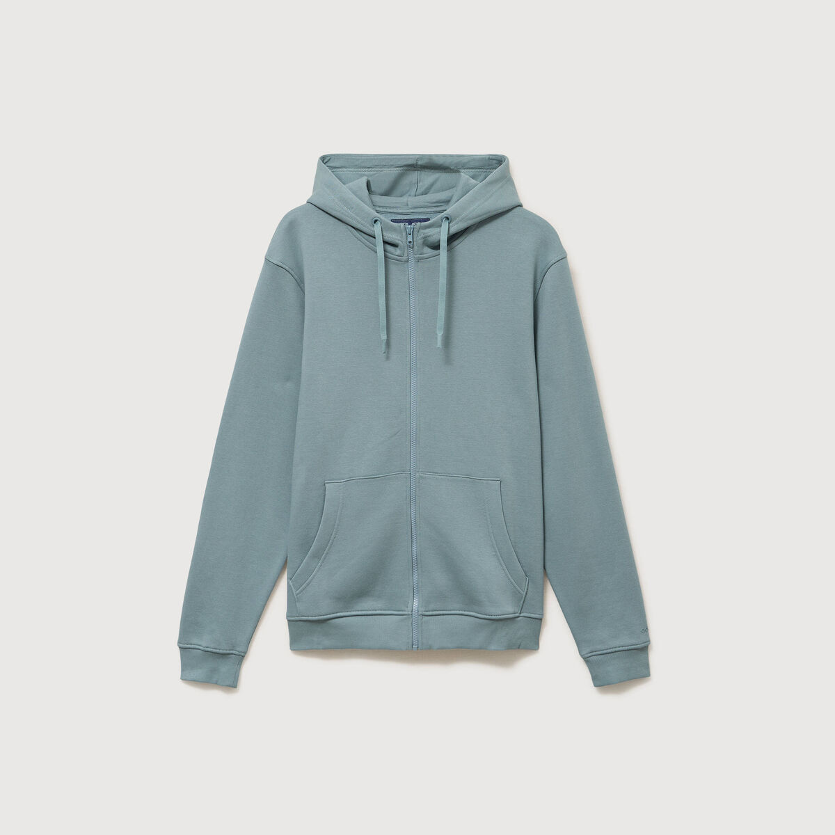 Sweat &agrave; capuche manches longues bleu gris homme