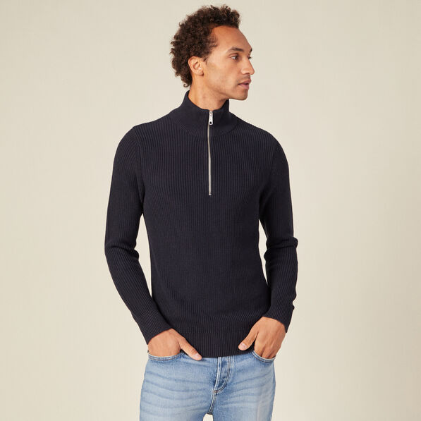 Pull manches longues bleu marine homme