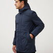 Parka longue droite &agrave; capuche bleu marine homme