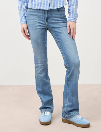 Jeans bootcut taille haute denim used femme