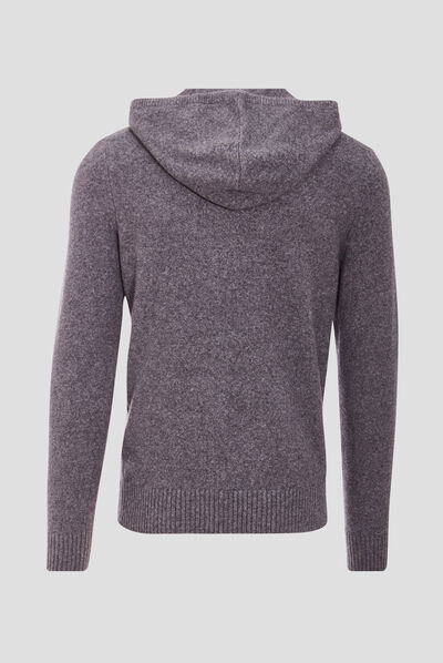 Pull manches longues à capuche gris foncé homme