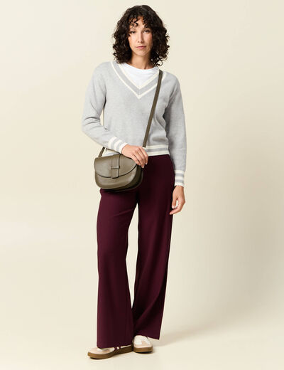 Pull manches longues gris clair femme