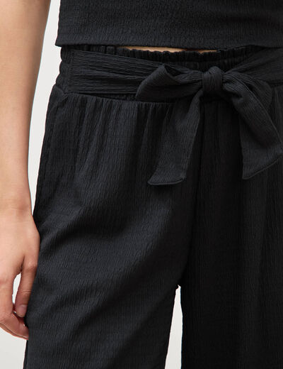 Pantalon loose avec ceinture noir femme