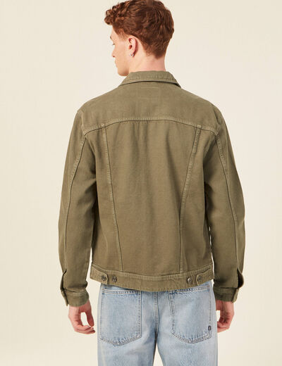 Blouson droit boutonné vert kaki homme