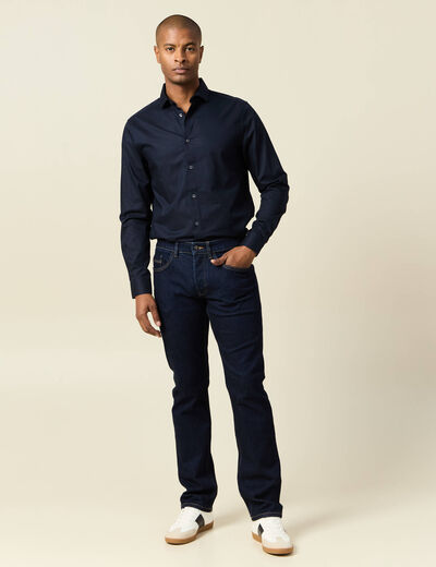 Chemise manches longues bleu marine homme
