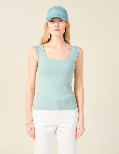 Débardeur bretelles larges vert pastel femme