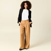 Pantalon large taille haute marron clair femme