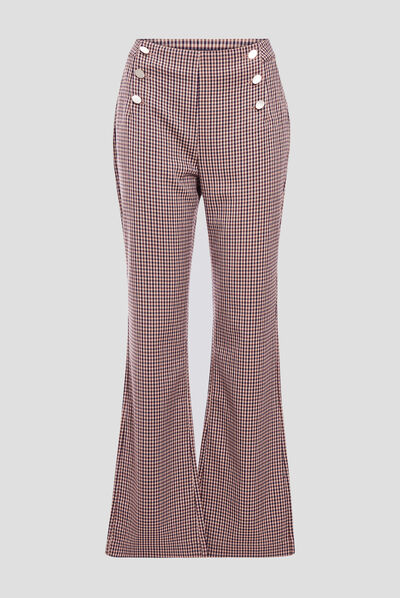Pantalon flare avec boutons bleu marine femme