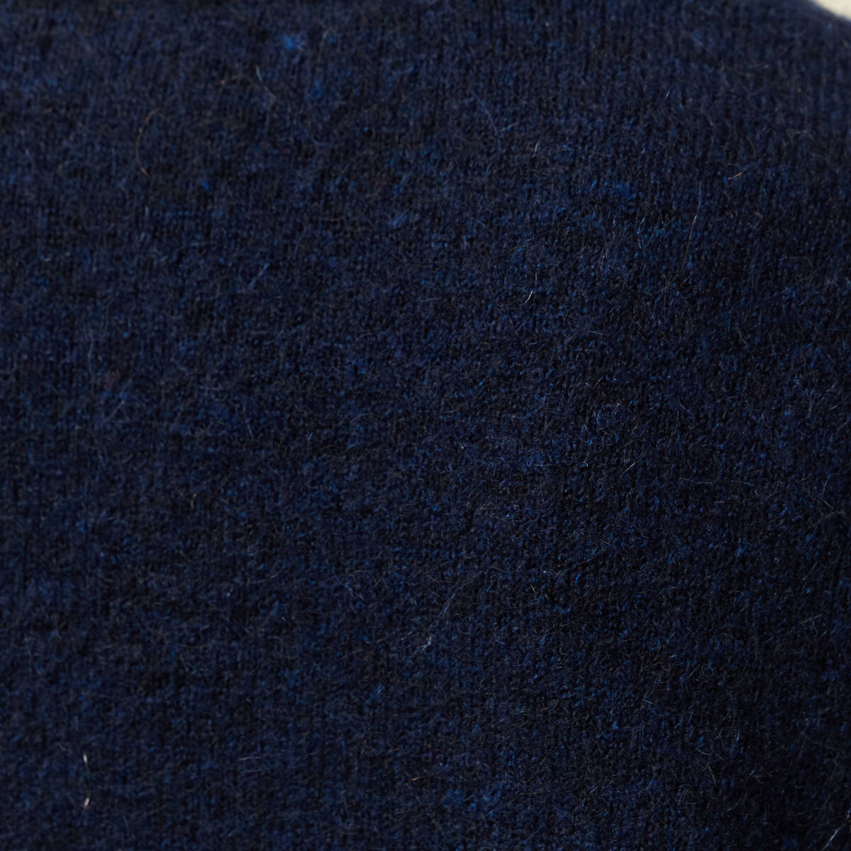 Pull col V manches longues bleu marine femme