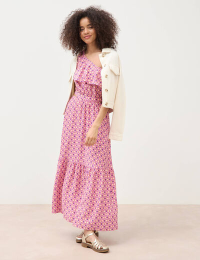 Robe one shoulder sans manches multicolore femme