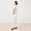 Jeans boyfriend ceintur&eacute; denim blanc femme
