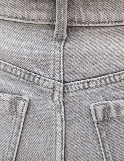 Jeans large taille haute denim gris femme