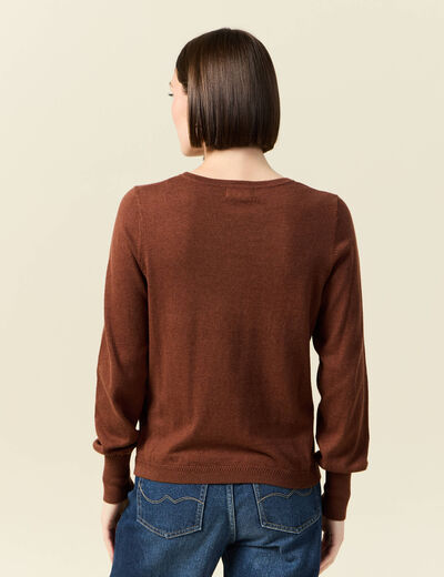 Pull manches longues marron foncé femme