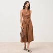 Robe en coton sans manches marron femme