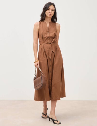 Robe en coton sans manches marron femme