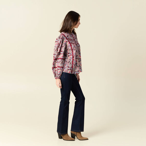 Blouse manches longues bordeaux femme