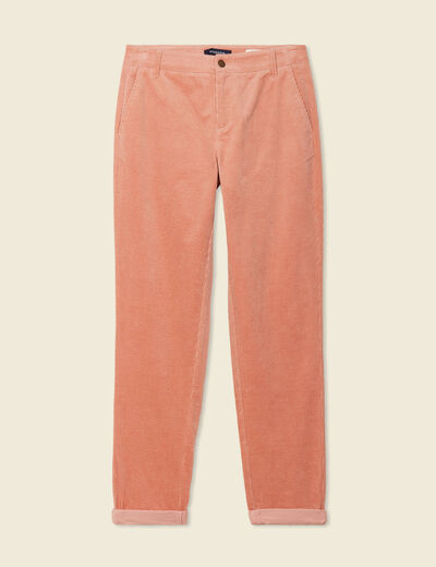 Pantalon chino velours côtelé rouge clair femme