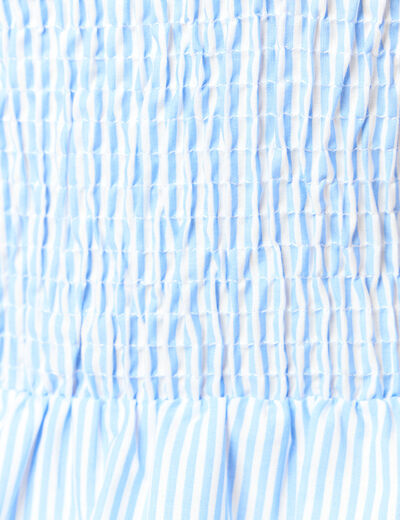 Robe évasée col V sans manches en coton bleu femme