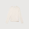 T-shirt ajust&eacute; dentelle manches longues ecru femme